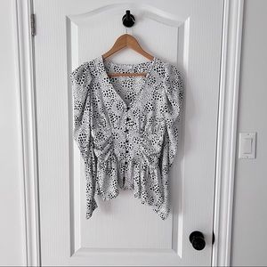 Topshop Dramatic Shoulder Animal Print Blouse